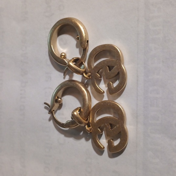 Gold Double GG Gucci Hoop Earrings - Picture 4 of 7